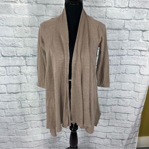 ANA open front 3/4 sleeve asymmetrical cut cardigan tan sz Small women